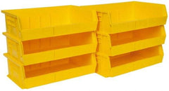 Quantum Storage - 60 Lb. Load Capacity, 10-7/8" Deep, Yellow Polypropylene Hopper Stacking Bin - 5" High x 16-1/2" Wide x 10-7/8" Long - Exact Tool & Supply