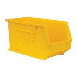 Quantum Storage - 60 Lb. Load Capacity, 18" Deep, Yellow Polypropylene Hopper Stacking Bin - 9" High x 8-1/4" Wide x 18" Long - Exact Tool & Supply