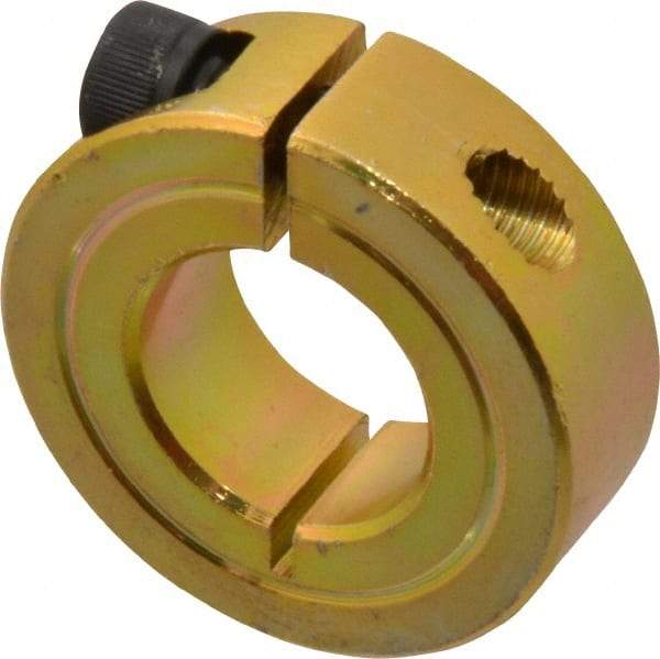 Climax Metal Products - 3/4" Bore, Steel, One Piece One Piece Split Shaft Collar - 1-1/2" Outside Diam, 1/2" Wide - Exact Tool & Supply