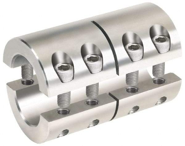 Climax Metal Products - 5/8 x 1/2" Bore, Stainless Steel, Two Piece Two Piece Split Shaft Collar - 1-5/16" Outside Diam, 2" Wide - Exact Tool & Supply