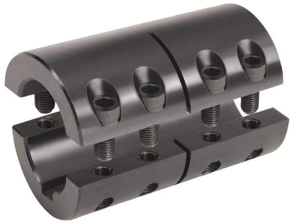 Climax Metal Products - 2" Bore, Steel, With Keyway Two Piece Split Shaft Collar - 3-3/8" Outside Diam, 4-7/8" Wide - Exact Tool & Supply