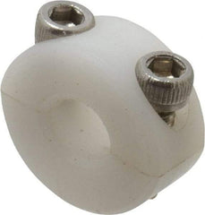 Climax Metal Products - 1/4" Bore, Plastic, Two Piece Clamping Shaft Collar - 5/8" Outside Diam, 9/32" Wide - Exact Tool & Supply