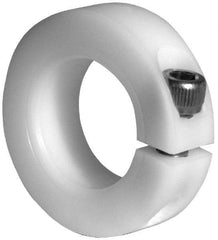 Climax Metal Products - 1-1/16" Bore, Plastic, One Piece One Piece Split Shaft Collar - 1-7/8" Outside Diam, 1/2" Wide - Exact Tool & Supply