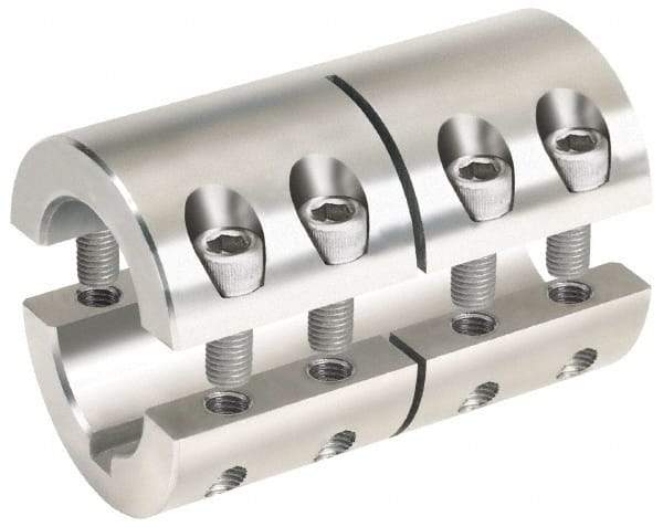 Climax Metal Products - 2" Bore, Stainless Steel, With Keyway Two Piece Split Shaft Collar - 3-3/8" Outside Diam, 4-7/8" Wide - Exact Tool & Supply