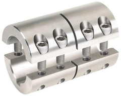 Climax Metal Products - 2" Bore, Stainless Steel, With Keyway Two Piece Split Shaft Collar - 3-3/8" Outside Diam, 4-7/8" Wide - Exact Tool & Supply