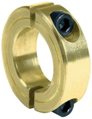 Climax Metal Products - 2-1/16" Bore, Steel, Two Piece Clamping Shaft Collar - 3-1/8" Outside Diam, 3/4" Wide - Exact Tool & Supply