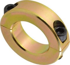 Climax Metal Products - 1-1/8" Bore, Steel, Two Piece Clamping Shaft Collar - 1-7/8" Outside Diam, 1/2" Wide - Exact Tool & Supply