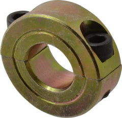 Climax Metal Products - 9/16" Bore, Steel, Two Piece Clamping Shaft Collar - 1-1/8" Outside Diam, 7/16" Wide - Exact Tool & Supply