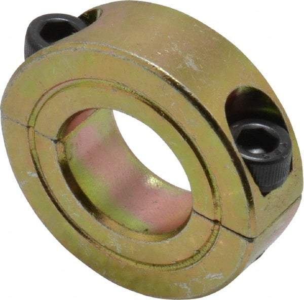 Climax Metal Products - 11/16" Bore, Steel, Two Piece Clamping Shaft Collar - 1-3/8" Outside Diam, 7/16" Wide - Exact Tool & Supply