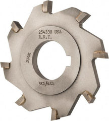 Made in USA - 3" Diam x 1/4" Width of Cut, 8 Teeth, Carbide Tipped Side Milling Cutter - Straight Teeth, Uncoated - Exact Tool & Supply