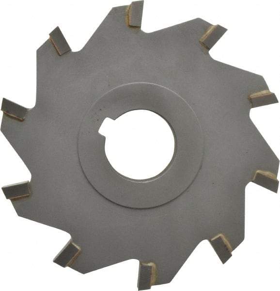 Made in USA - 4" Diam x 1/2" Width of Cut, 10 Teeth, Carbide Tipped Side Milling Cutter - Straight Teeth, Uncoated - Exact Tool & Supply