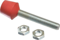 De-Sta-Co - M12 Carbon Steel Cap Tip Clamp Spindle Assembly - 72.9mm Thread Length, 102.11mm OAL, Flat Tip Cap, 1.18" Tip Surface Diam, Use with Toggle Clamps - Exact Tool & Supply
