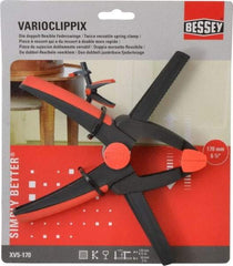 Bessey - 6-1/2" Jaw Opening Capacity, 2" Throat Depth, Double Variable Jaw, Spring Clamp - Plastic Body, Plastic Handle, Plastic Tip, 9" OAL - Exact Tool & Supply