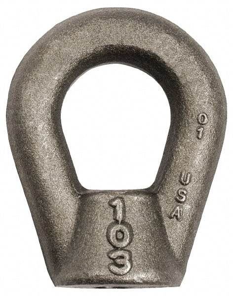 Gibraltar - 5,800 Lb Capacity, 5/8-11 Thread, Self Colored, Carbon Steel Heavy Duty Lifting Eye Nut - Grade C-1030, 3-3/4" High, 1-3/8" Inside & 2-1/2" Outside Eye Diam, 2-1/2" Bell/Base Width - Exact Tool & Supply