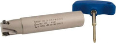 Iscar - 1" Cut Diam, 0.394" Max Depth of Cut, 1" Shank Diam, 5" OAL, Indexable Square Shoulder End Mill - T290 LN.T 1004 Inserts, Weldon Shank, 90° Lead Angle, Through Coolant, Series SumoMill - Exact Tool & Supply