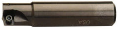 Cutting Tool Technologies - 0.74" Cut Diam, 1/4" Max Depth of Cut, 3/4" Shank Diam, 2-3/4" OAL, Indexable Square Shoulder End Mill - SNMC 222B Inserts, Weldon Shank, Through Coolant - Exact Tool & Supply