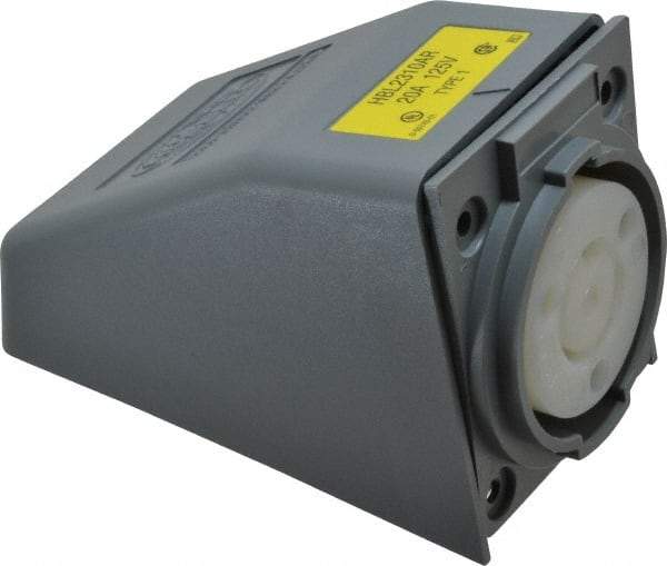 Hubbell Wiring Device-Kellems - 125 VAC, 20 Amp, L5-20R NEMA, Self Grounding Receptacle - 2 Poles, 3 Wire, Female End, Gray - Exact Tool & Supply