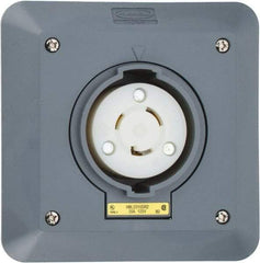 Hubbell Wiring Device-Kellems - 125 VAC, 20 Amp, L5-20R NEMA, Self Grounding Receptacle - 2 Poles, 3 Wire, Female End, Gray - Exact Tool & Supply