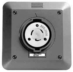 Hubbell Wiring Device-Kellems - 277 VAC, 20 Amp, L7-20R NEMA, Self Grounding Receptacle - 2 Poles, 3 Wire, Female End, Gray - Exact Tool & Supply