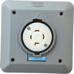 Hubbell Wiring Device-Kellems - 250 VAC, 20 Amp, L15-20R NEMA, Self Grounding Receptacle - 3 Poles, 4 Wire, Female End, Gray - Exact Tool & Supply