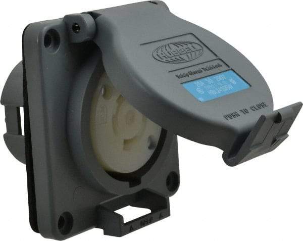 Hubbell Wiring Device-Kellems - 250 VAC, 20 Amp, L15-20R NEMA, Self Grounding Receptacle - 3 Poles, 4 Wire, Female End, Gray - Exact Tool & Supply