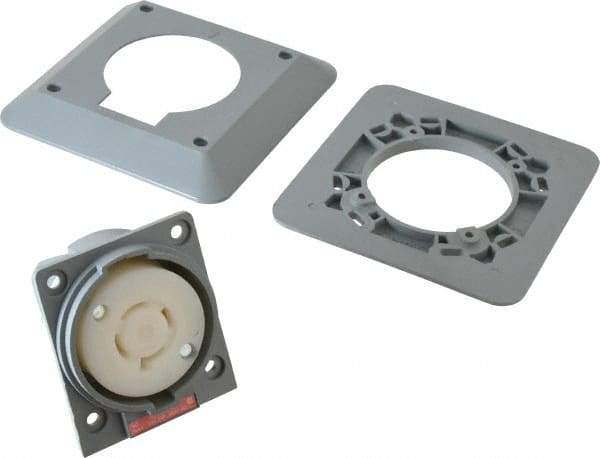 Hubbell Wiring Device-Kellems - 480 VAC, 20 Amp, L16-20R NEMA, Self Grounding Receptacle - 3 Poles, 4 Wire, Female End, Gray - Exact Tool & Supply