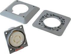 Hubbell Wiring Device-Kellems - 480 VAC, 20 Amp, L16-20R NEMA, Self Grounding Receptacle - 3 Poles, 4 Wire, Female End, Gray - Exact Tool & Supply