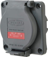 Hubbell Wiring Device-Kellems - 480 VAC, 20 Amp, L16-20R NEMA, Self Grounding Receptacle - 3 Poles, 4 Wire, Female End, Gray - Exact Tool & Supply