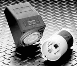 Hubbell Wiring Device-Kellems - 125/250 VAC, 30 Amp, L14-30R NEMA, Self Grounding Receptacle - 3 Poles, 4 Wire, Female End, Gray - Exact Tool & Supply