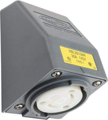 Hubbell Wiring Device-Kellems - 125 VAC, 30 Amp, L5-30R NEMA, Self Grounding Receptacle - 2 Poles, 3 Wire, Female End, Gray - Exact Tool & Supply