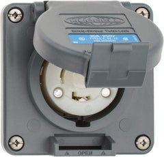 Hubbell Wiring Device-Kellems - 250 VAC, 30 Amp, L6-30R NEMA, Self Grounding Receptacle - 2 Poles, 3 Wire, Female End, Gray - Exact Tool & Supply