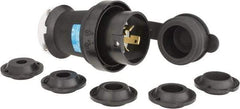 Hubbell Wiring Device-Kellems - 250 VAC, 30 Amp, L6-30P Configuration, Industrial Grade, Self Grounding Plug - 1 Phase, 2 Poles, IP66, 0.36 to 0.93 Inch Cord Diameter - Exact Tool & Supply