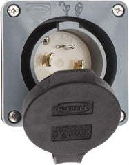 Hubbell Wiring Device-Kellems - 125/250 VAC, 30 Amp, L14-30P NEMA, Self Grounding Inlet - 3 Poles, 4 Wire, Male End, Gray - Exact Tool & Supply