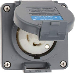 Hubbell Wiring Device-Kellems - 250 VAC, 30 Amp, L15-30R NEMA, Self Grounding Receptacle - 3 Poles, 4 Wire, Female End, Gray - Exact Tool & Supply
