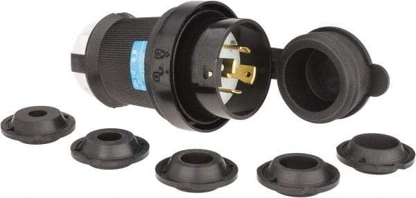 Hubbell Wiring Device-Kellems - 250 VAC, 30 Amp, L15-30P Configuration, Industrial Grade, Self Grounding Plug - 3 Phase, 3 Poles, IP66, 0.35 to 1.15 Inch Cord Diameter - Exact Tool & Supply