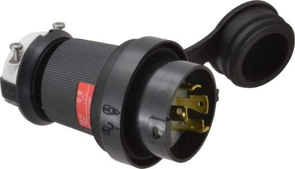 Hubbell Wiring Device-Kellems - 480 VAC, 30 Amp, L16-30P Configuration, Industrial Grade, Self Grounding Plug - 3 Phase, 3 Poles, IP66, 0.35 to 1.15 Inch Cord Diameter - Exact Tool & Supply