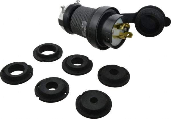 Hubbell Wiring Device-Kellems - 600 VAC, 30 Amp, L17-30P Configuration, Industrial Grade, Self Grounding Plug - 3 Phase, 3 Poles, IP66, 0.35 to 1.15 Inch Cord Diameter - Exact Tool & Supply