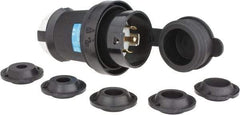 Hubbell Wiring Device-Kellems - 120/208 VAC, 30 Amp, L21-30P Configuration, Industrial Grade, Self Grounding Plug - 3 Phase, 4 Poles, IP66, 0.35 to 1.15 Inch Cord Diameter - Exact Tool & Supply