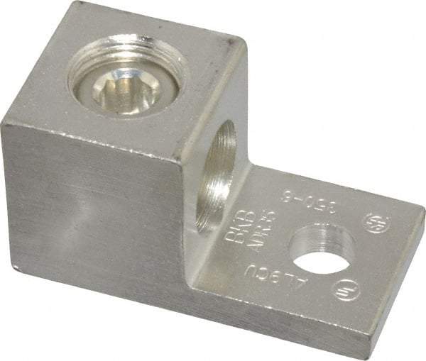 Thomas & Betts - 6 AWG Noninsulated Compression Connection Square Ring Terminal - 3/8" Stud, 2-1/4" OAL x 1-1/8" Wide, Tin Plated Aluminum Contact - Exact Tool & Supply