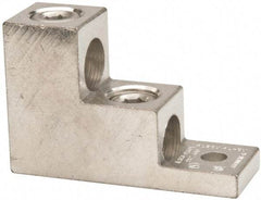Thomas & Betts - 6 AWG Noninsulated Compression Connection Square Ring Terminal - 5/16" Stud, 3" OAL x 1-1/8" Wide, Tin Plated Aluminum Contact - Exact Tool & Supply