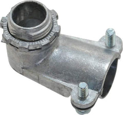 Thomas & Betts - 1/2" Trade, Die Cast Zinc Squeeze Clamp Angled FMC Conduit Connector - Noninsulated - Exact Tool & Supply