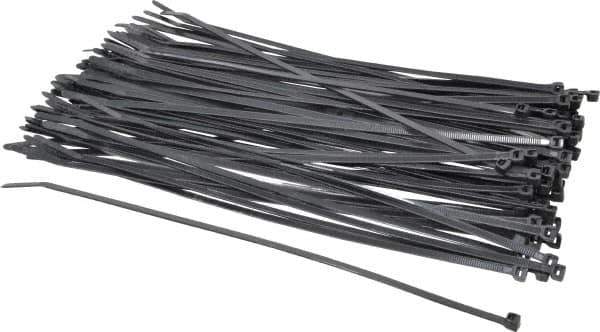 Thomas & Betts - 8-1/2" Long Black Nylon Standard Cable Tie - 40 Lb Tensile Strength, 1.13mm Thick, 1-1/4" Max Bundle Diam - Exact Tool & Supply