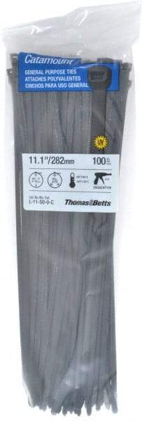 Thomas & Betts - 11.1" Long Black Nylon Standard Cable Tie - 50 Lb Tensile Strength, 1.35mm Thick, 1-1/2" Max Bundle Diam - Exact Tool & Supply