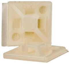 Thomas & Betts - Natural (Color), Nylon, Four Way Cable Tie Mounting Base - 3/4" Long x 0.205" High x 3/4" Wide Adhesive Back, Screw Size 6 - Exact Tool & Supply
