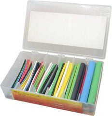 3M - 133 Piece, Black, Blue, Clear, Green, Red, White and Yellow, Heat Shrink Electrical Tubing Kit - 2:1 Shrink Ratio, Corrosion, Fire, Fungus, Solvent, and Split Resistant, Polyolefin - Exact Tool & Supply