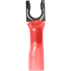 3M - #8 Stud, 22 to 16 AWG Compatible, Partially Insulated, Crimp Connection, Locking Fork Terminal - Exact Tool & Supply