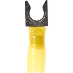 3M - 1/4" Stud, 12 to 10 AWG Compatible, Partially Insulated, Crimp Connection, Locking Fork Terminal - Exact Tool & Supply