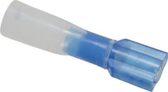 3M - 16 to 14 AWG, Nylon Heat Shrink, Fully Insulated, Female Wire Disconnect - 1/4 Inch Wide Tab, Blue, RoHS 2011/65/EU Compliant - Exact Tool & Supply