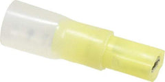 3M - 12 to 10 AWG, Nylon Heat Shrink, Fully Insulated, Female Wire Disconnect - 1/4 Inch Wide Tab, Yellow - Exact Tool & Supply