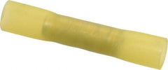 3M - 12 to 10 AWG Compatible, Heat Shrink & Nylon Fully Insulated, Crimp-On Butt Splice Terminal - 2 Wire Entries, 1-1/2" OAL, Yellow - Exact Tool & Supply